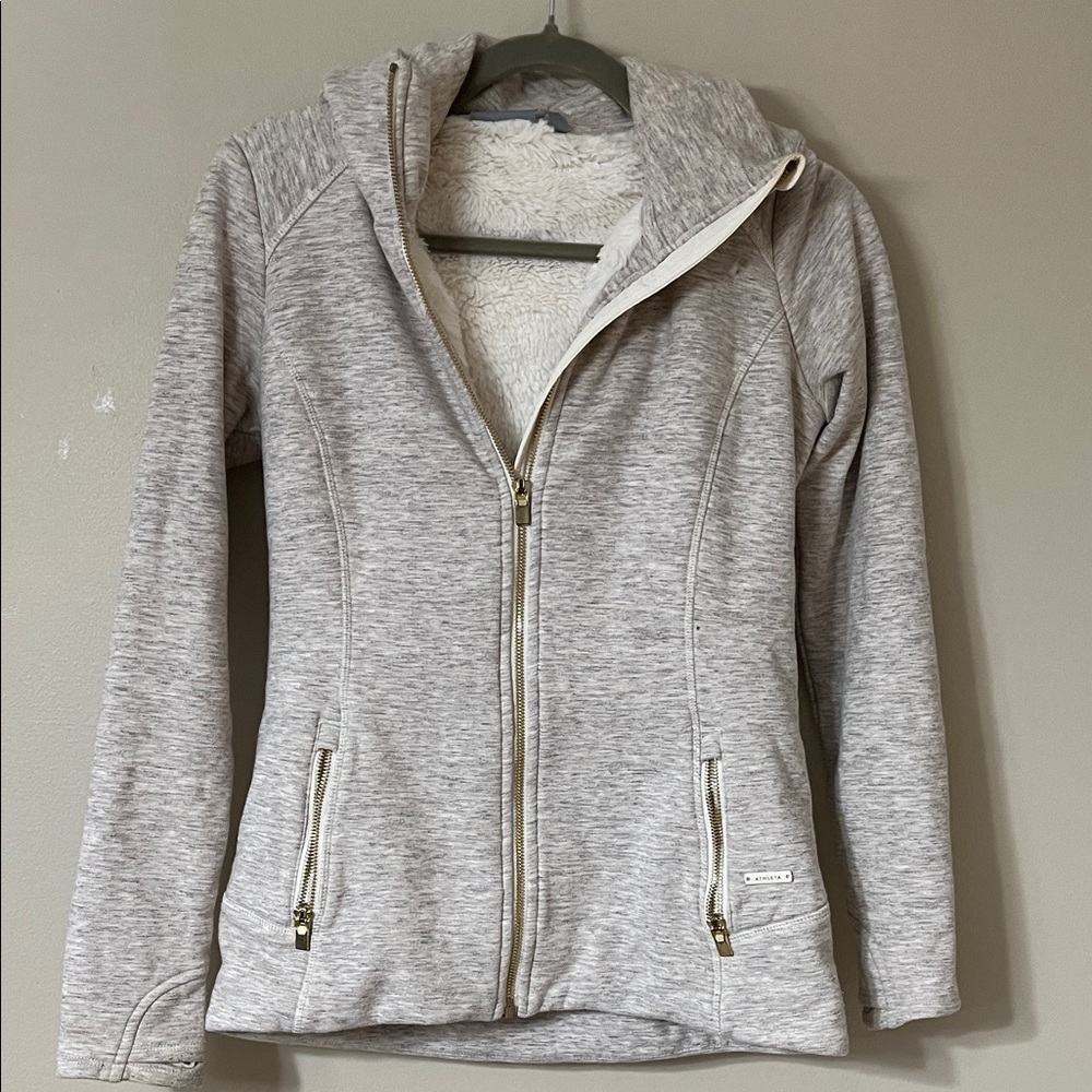Athleta Cream Sherpa-Lined Hoodie